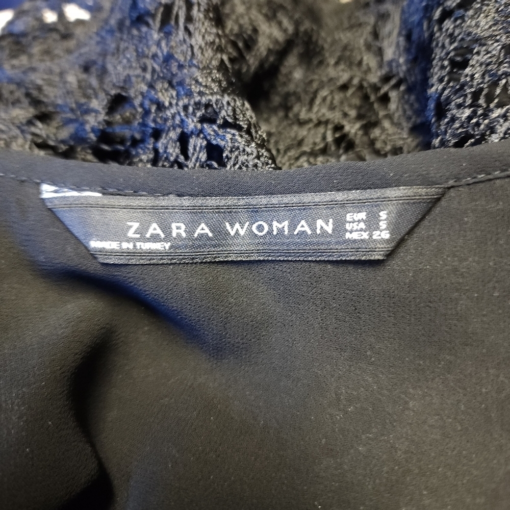 Zara Black off the cold shoulder lace tank size small - Picture 7 of 8